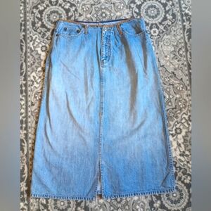 Vintage Y2K Route 66 Jean Skirt Juniors 13 Midi Light Front Slit Denim Grunge